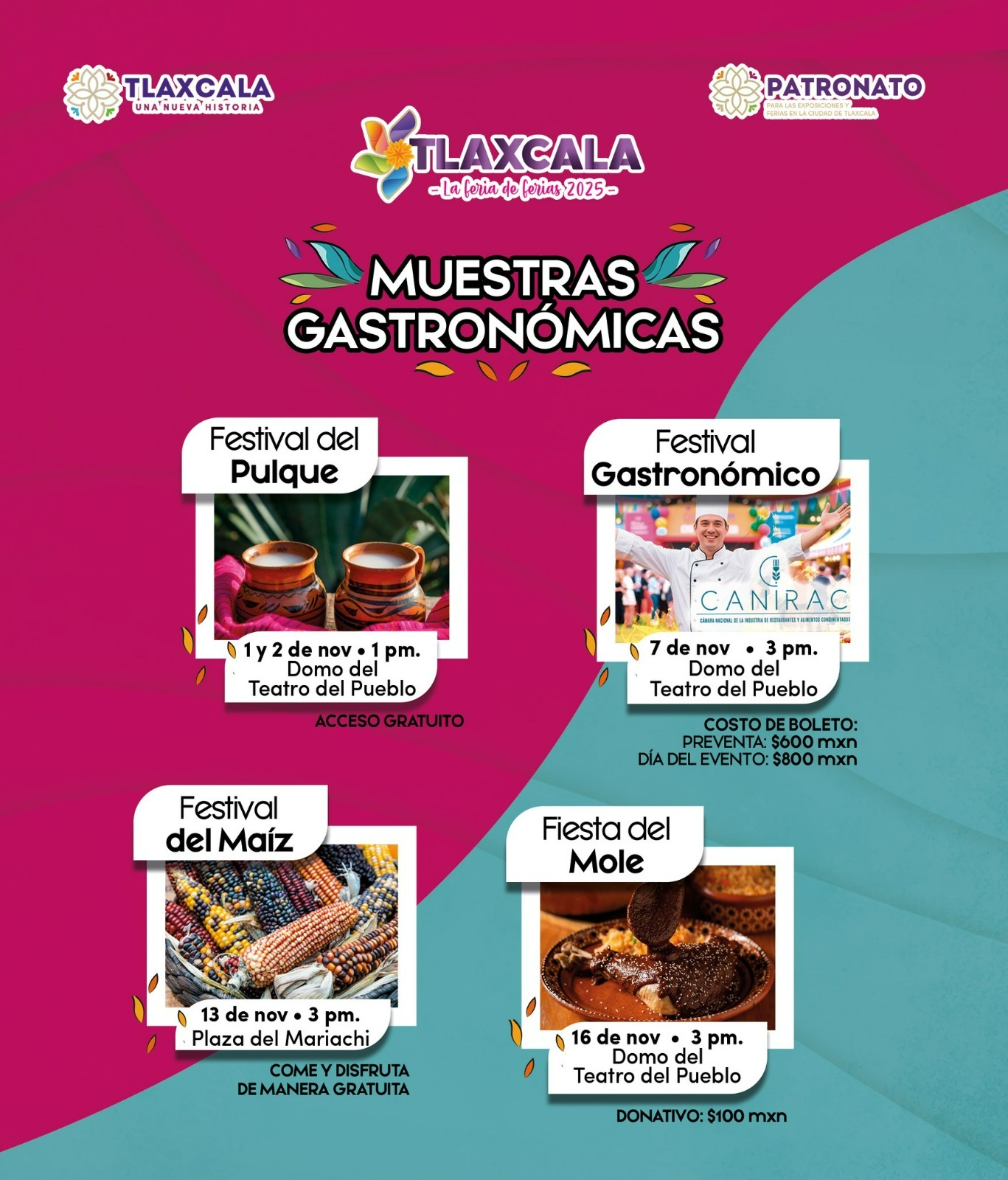 'Tlaxcala, la Feria de Ferias 2025' celebra la riqueza gastronómica del estado con Festivales del Pulque, Maíz, Mole y Paella